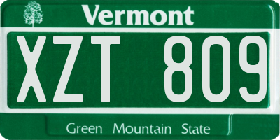 VT license plate XZT809