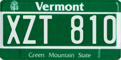 VT license plate XZT810