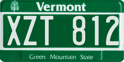VT license plate XZT812