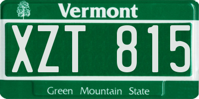 VT license plate XZT815