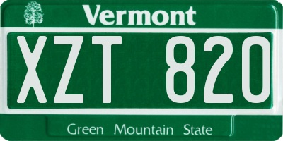 VT license plate XZT820