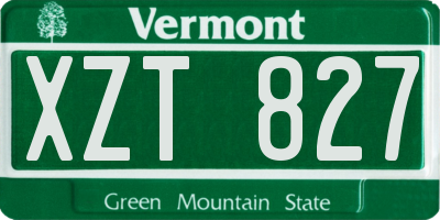 VT license plate XZT827
