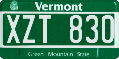 VT license plate XZT830