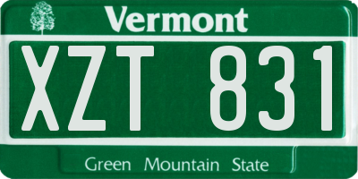 VT license plate XZT831