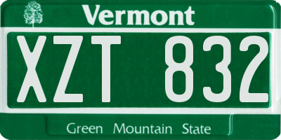 VT license plate XZT832