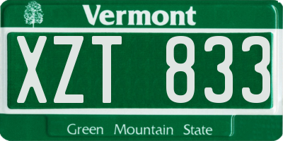 VT license plate XZT833