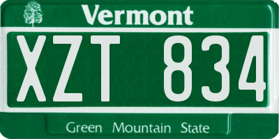 VT license plate XZT834