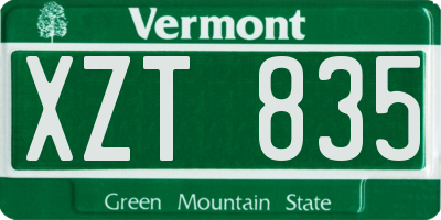 VT license plate XZT835