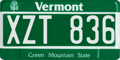 VT license plate XZT836