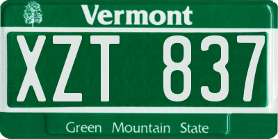 VT license plate XZT837