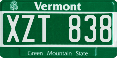 VT license plate XZT838