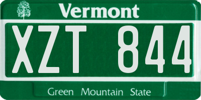 VT license plate XZT844