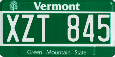 VT license plate XZT845