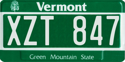 VT license plate XZT847