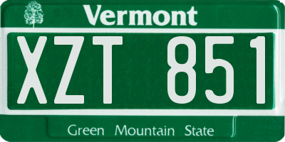 VT license plate XZT851