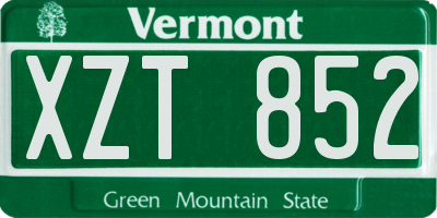VT license plate XZT852