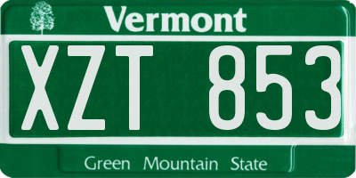 VT license plate XZT853