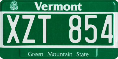 VT license plate XZT854