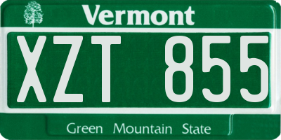VT license plate XZT855