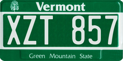 VT license plate XZT857