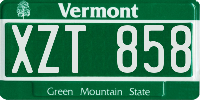 VT license plate XZT858