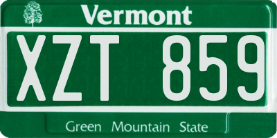 VT license plate XZT859
