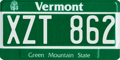 VT license plate XZT862