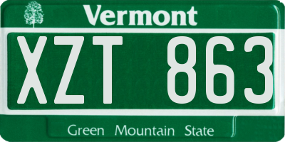 VT license plate XZT863