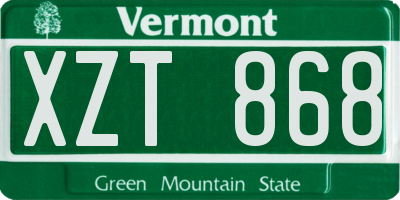 VT license plate XZT868