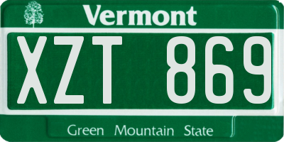 VT license plate XZT869