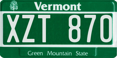 VT license plate XZT870