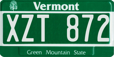 VT license plate XZT872