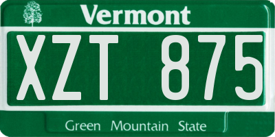 VT license plate XZT875