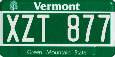 VT license plate XZT877