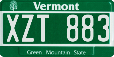 VT license plate XZT883
