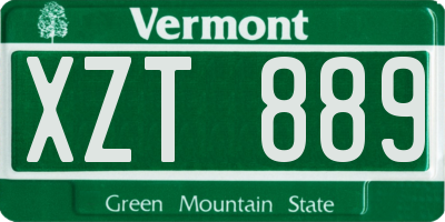 VT license plate XZT889