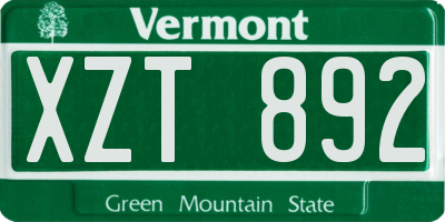 VT license plate XZT892