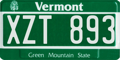 VT license plate XZT893