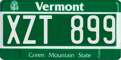 VT license plate XZT899