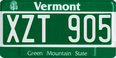 VT license plate XZT905