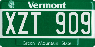 VT license plate XZT909