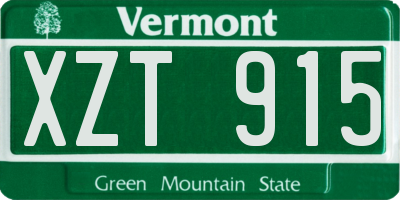 VT license plate XZT915