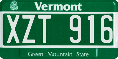 VT license plate XZT916