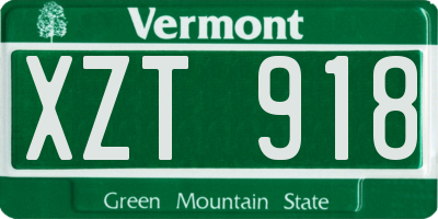 VT license plate XZT918