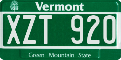 VT license plate XZT920