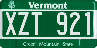 VT license plate XZT921