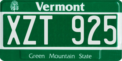 VT license plate XZT925