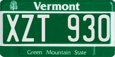 VT license plate XZT930
