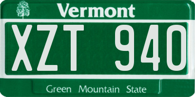VT license plate XZT940
