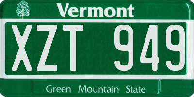 VT license plate XZT949